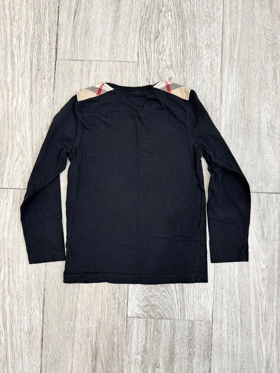 EUC Burberry Boys Black Long Sleeve T-Shirt size 7 - Picture 2 of 3